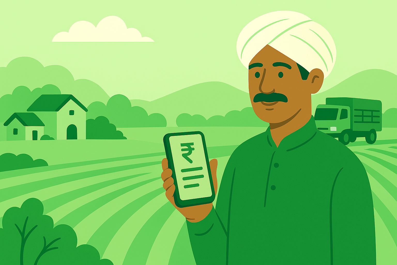 Farmer using CiberMandi app